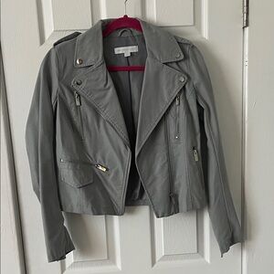 New York & Company Light Gray Leather Jacket